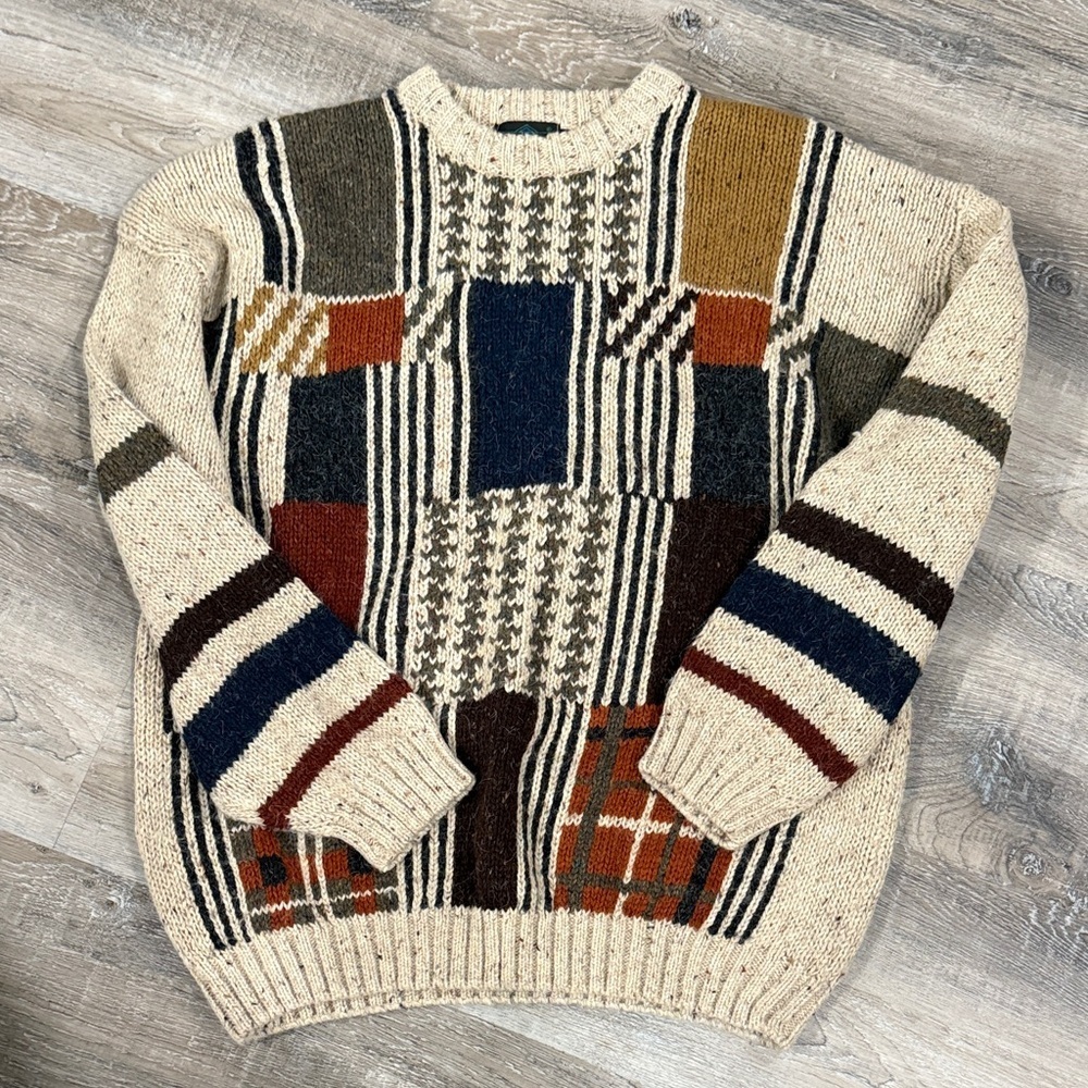 Etchings Men's Multicolor Patchwork Sweater sz l